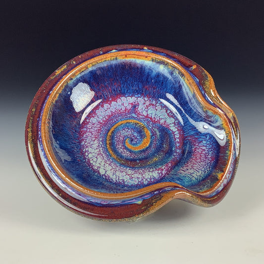 Handmade ceramic spoon rest stoneware pottery kitchenware - Purple spiral - item 3269