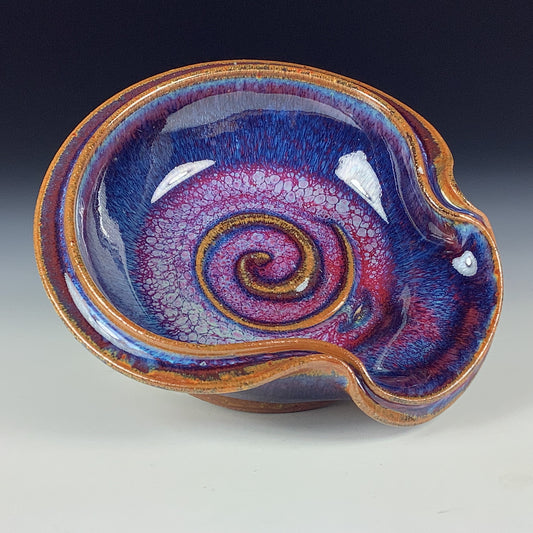 Handmade ceramic spoon rest stoneware pottery kitchenware - Purple Blue spiral  - item 3275