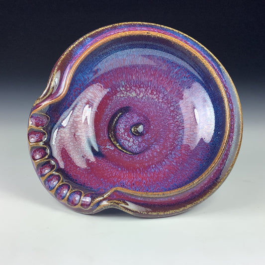 Handmade ceramic spoon rest stoneware pottery kitchenware - Purple pink spiral - item 2440